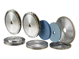 Peripheral grinding wheels and polishing wheels for vertical machines
